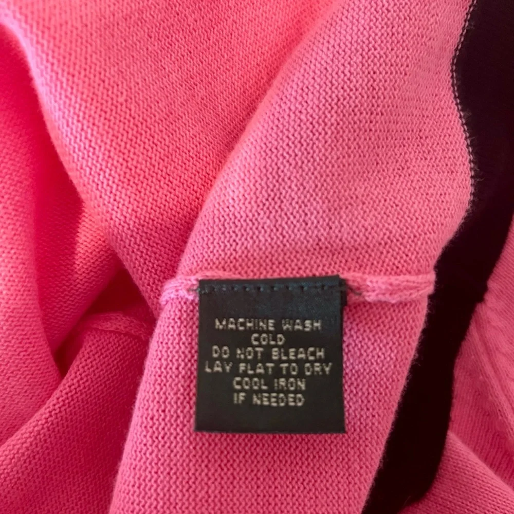 💗Lauren Ralph Lauren Vintage Hot Pink and Black Short Sleeved Sweater Size M💖 - Picture 8 of 8